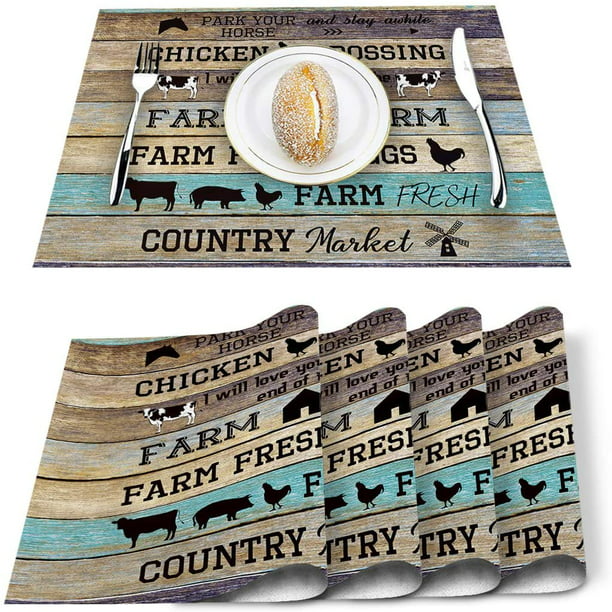 Together & Love Sentiment Vinyl Placemats Set of 6 NEW Farmhouse Family